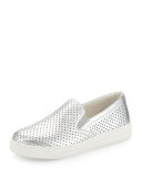 Perforated Metallic Slip-On Sneaker, Silver (Argento)