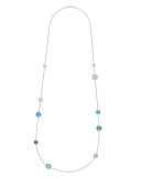 Sterling Silver Lollipop Station Necklace in Blue Star, 40"