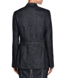 Denim Two-Button Jacket, Indigo Blue