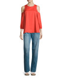 Cold-Shoulder Poplin Top