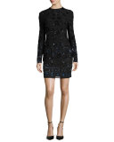 Midnight Ombre Long-Sleeve Mini Dress