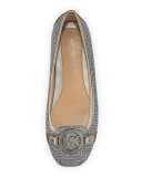 Fulton Glitter Chain-Mail Moccasin, Black/Silver