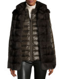 Reversible Sable Fur Vest & Puffer Jacket, Brown