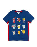 Cotton Jersey Animation Tee, Blue/Red, Size 4-5