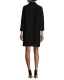 Alexis 3/4-Sleeve Lurex® Tweed Coat, Black