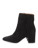 Jodi Suede Fringe Bootie, Black