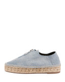 Devon Denim Zip-Front Espadrille, Light Indigo
