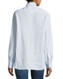 Eileen Multi-Stripe Shirt, Turquoise/Orange