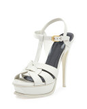 Tribute Leather 135mm Platform Sandal, Porcelain
