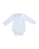 Long-Sleeve Collared Jersey Playsuit, Blue, Size 3-18 Months