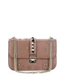 Lock Medium Floral Shoulder Bag, Light Pink