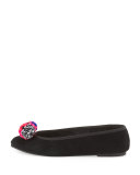 Bo Pompom Suede Ballerina Flat, Black