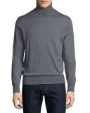 Cashmere-Silk Turtleneck Sweater, Derby Gray