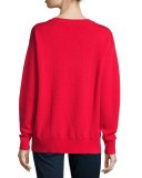 Merino V-Neck Pullover Sweatshirt, Red