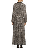 Leopard-Print Drop-Waist Maxi Dress, Brown/Black