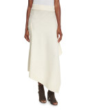Ribbed Merino Asymmetric Wrap Skirt