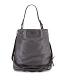 Papier Plate Side-Zip Bucket Bag, Gray