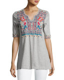 Mina Boho Embroidered Easy Top