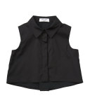 Collared Stretch Poplin Shell, Black, Size 8-16