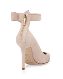 levie suede ankle-strap pump, pale blush