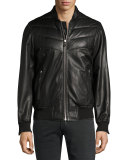 Gallagher Leather Bomber Jacket, Black