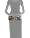 Cherry Blossom Crocodile Razor Clutch Bag, Anthracite