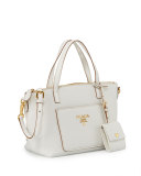 Small Vitello Diano Tote Bag, White (Bianco)