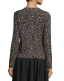 Tweed Jewel-Neck Cardigan, Multicolor