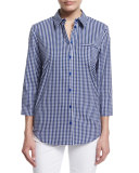 3/4-Sleeve Checkered Shirt