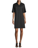 Mitra Short-Sleeve Shift Dress, Black
