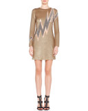 Beaded Lightning Bolt Mini Dress