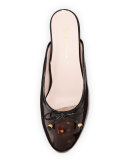 Faigel Low-Heel Patent Mule, Tortoise