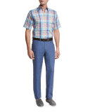 Sailing Plaid Short-Sleeve Sport Shirt, Bright Blue