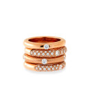 18K Rose Gold Ring with One Diamond, Size 6.5