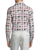 Typewriter-Print Long-Sleeve Sport Shirt, Multi