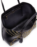 Panama Studded Leather Tote Bag, Black