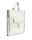 Madras Front-Pocket Tote Bag, White