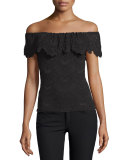 Positano Off-the-Shoulder Lace Top, Black