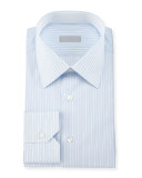 Fancy-Striped Woven Dress Shirt, Blue