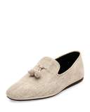 Fabio Fabric Slip-On with Tassels, Chalk/Ecru