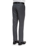 Flat-Front Wool Trousers, Gray