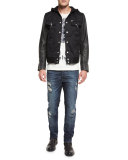 Buster 0854T Distressed Denim Jeans, Dark Blue