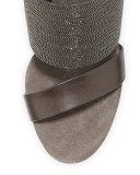 Monili Ankle-Wrap Chunky-Heel Sandal, Espresso