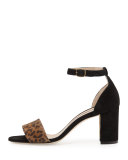 Lauratomod Suede Ankle-Wrap Sandal, Leopardino/Black