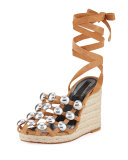 Taylor Clay Suede Wrap Wedge Sandal, Taupe