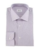 Micro-Check Dress Shirt, Burgundy