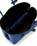 Suede Medium Double Bag, Navy (Baltico)
