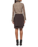 Cheetah-Print Slit-Sleeve Blouse, Steppe/Date