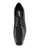 Leather Lace-Up Oxford, Black