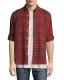 Plaid Slim-Fit Sport Shirt, Red